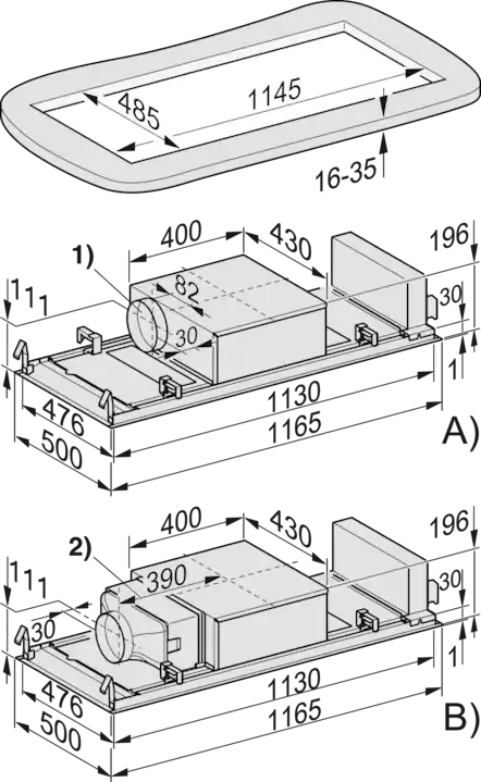 MIELE plafonddampkap - 115cm - DAC4240MASW
