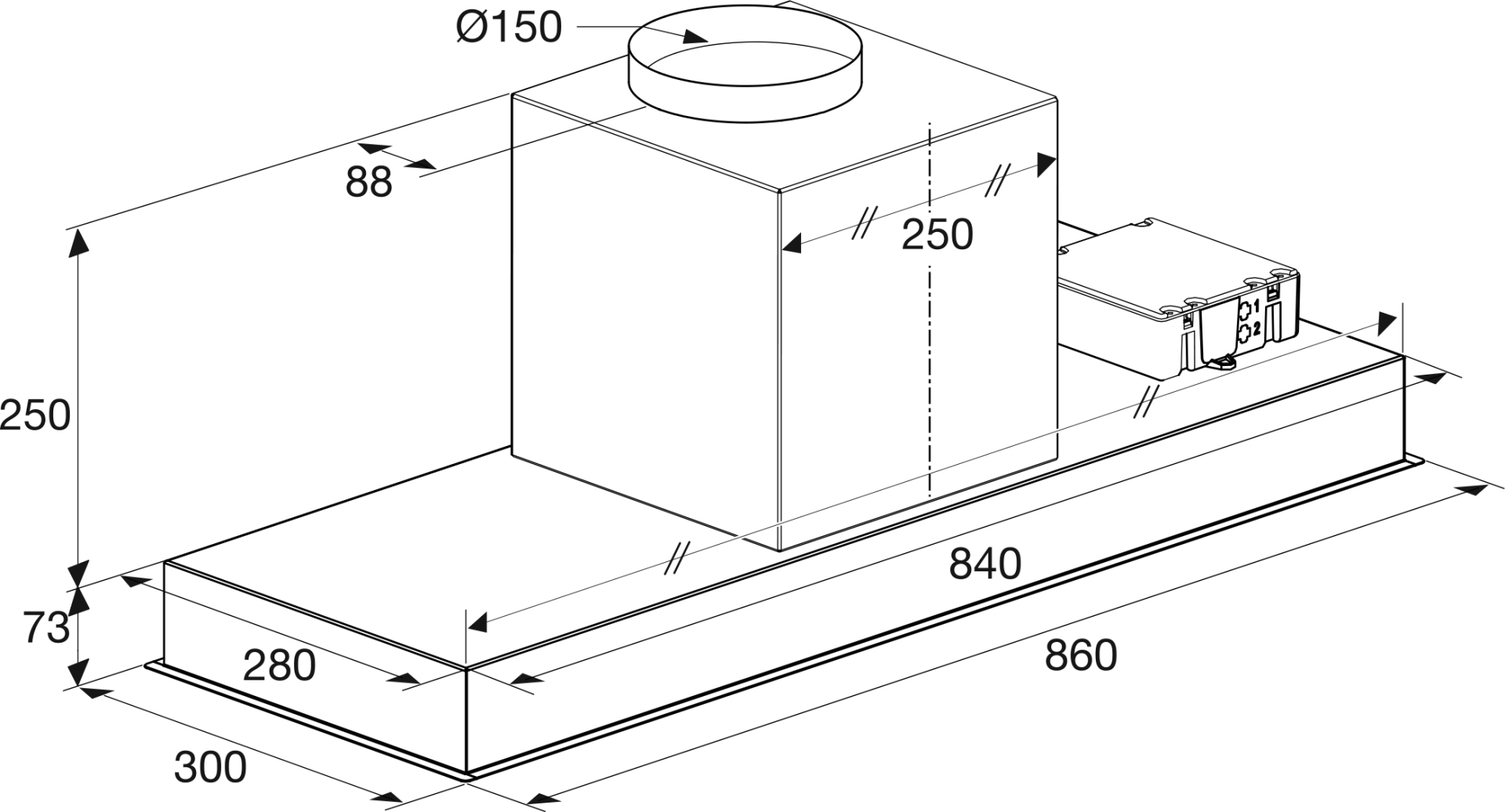 ATAG inbouw dampkap - 90cm - WU9054MG