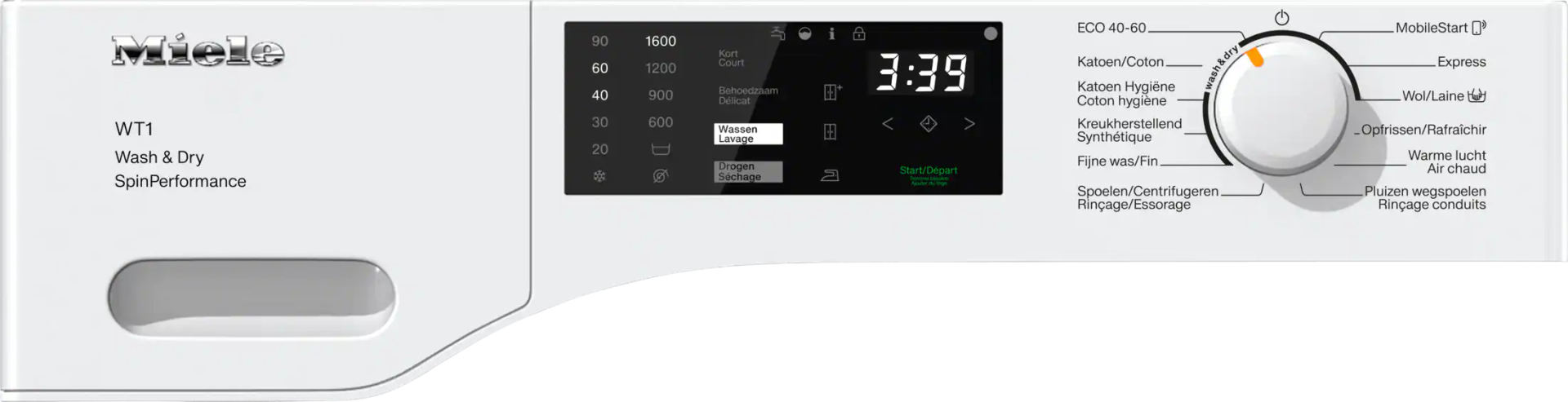 MIELE STANDARD CHROME EDITION Was-droogcombinatie 5 kg - WTD280WCS