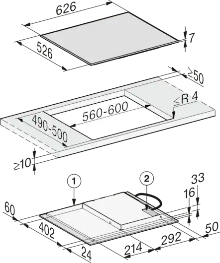 MIELE inductiekookplaat - 62cm - KM7361FR
