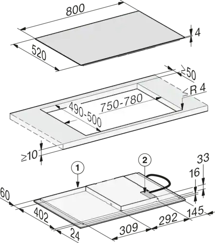 MIELE inductiekookplaat - 76cm - KM7373FL