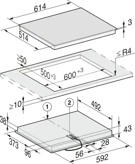 MIELE vitrokeramische kookplaat - 60cm - KM6521FR